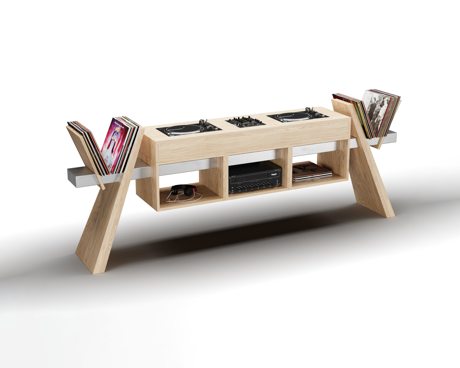 Booth RACK Custom DJ Stand With Vinyl Storage combining style and functionality for your equipment needs.